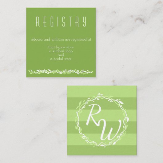 Rustiek groen | Wedding Vine Registry Info Informatiekaartje (Voorkant / Achterkant)
