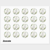 Rustiek Groen Wit Goud Botanisch Hart Bruiloft Ronde Sticker (Vel)