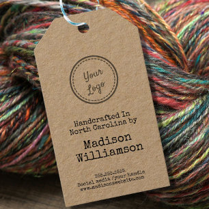 Rustiek handgemaakt in uw staat Voeg uw Logo toe Cadeaulabel