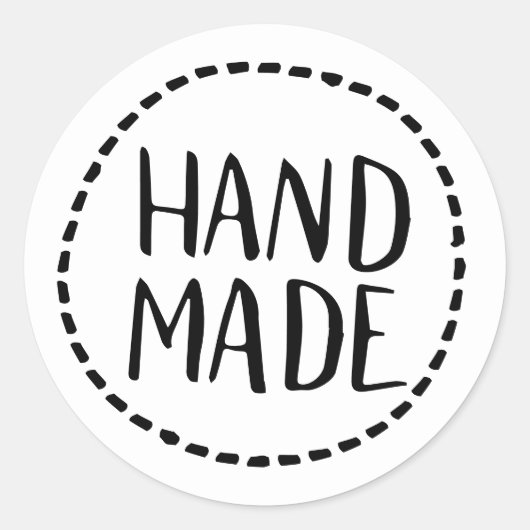 Rustiek handgemaakt zwart-wit handgetekend lettert ronde sticker (Voorkant)
