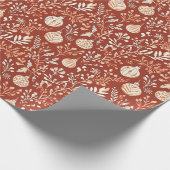 Rustiek handgeschilderd Ornament en gebladerte Cadeaupapier (Hoek)