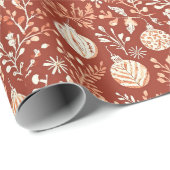 Rustiek handgeschilderd Ornament en gebladerte Cadeaupapier (Rol Hoek)