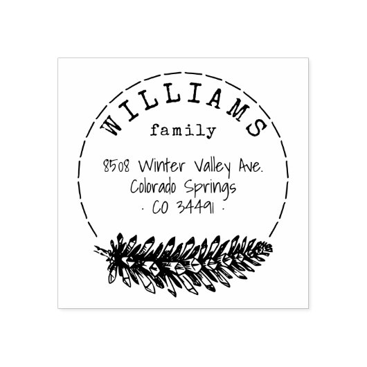 Rustiek Handschrift Pine Cone familie retour adres Rubberstempel (Afrduk)
