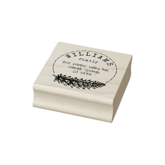 Rustiek Handschrift Pine Cone familie retour adres Rubberstempel (Stempel)