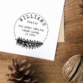 Rustiek Handschrift Pine Cone familie retour adres Rubberstempel