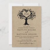 Rustiek hart boom bruiloft repetitie diner kaart (Voorkant)