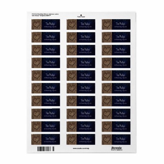 Rustiek Hart Gesneden in Tree Night Adresetiketten Etiket (Full Sheet)