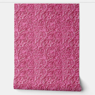 Rustiek heet roze geslepen leer behang