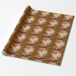 Rustiek  Herfst Cottagecore Pompoen Gift Cadeaupapier