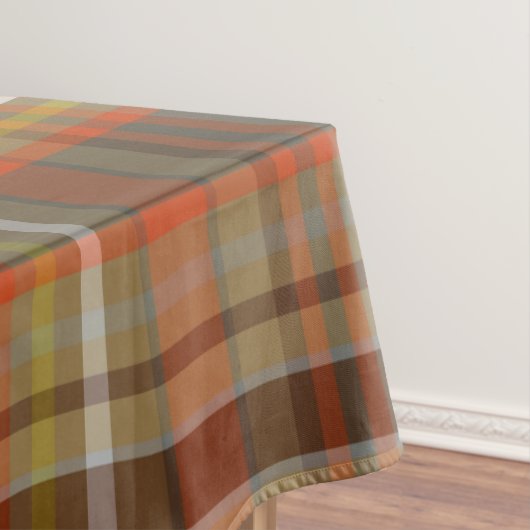 Rustiek Herfst Plaid Bruin Sinaasappel Grijs Goud  Tafelkleed (Voorbeeld)
