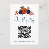 Rustiek Herfst Sinaasappel Blauw Bloemen Trouwregi Informatiekaartje (Voorkant)