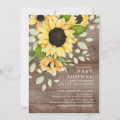 Rustiek herfst zonnebloem bloemenBaby shower Kaart (Voorkant)