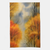 Rustiek Herfstbos - Herfst Waterverf Theedoek (Verticaal)