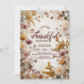 Rustiek herfstweide Thanksgiving diner Kaart (Voorkant)