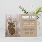 Rustiek hert de jacht is over bruiloft uitnodiging (Staand voorkant)