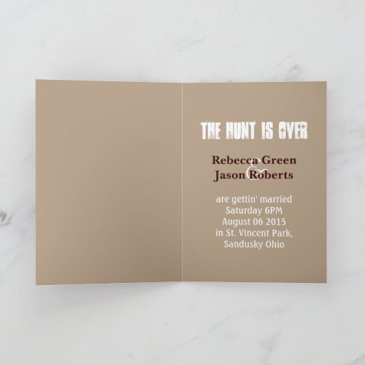 Rustiek hert de jacht is over bruiloft uitnodiging (Binnen)