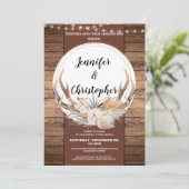 Rustiek Herten Antler Bruiloft Kaart (Staand voorkant)