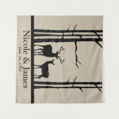 Rustiek Herten Hoofd Antlers Bruiloft Achtergrond Wandkleed (Voorkant (horizontaal))