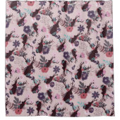 Rustiek Herten Hoofd Mauve Roze Bloemen Trendy Pat Douchegordijn (Voorkant)