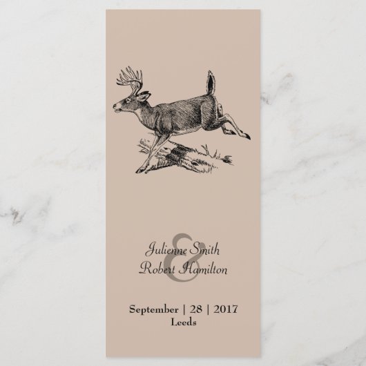 Rustiek Herten Woodland Bruiloft Diner Menu (Achterkant)