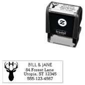 Rustiek hertengewei | Bruiloft Monogram Zelfinkt Zelfinktende Stempel (In situ)