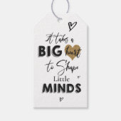 Rustiek Het vraagt grote hart leraar waardering Cadeaulabel (Voorkant)