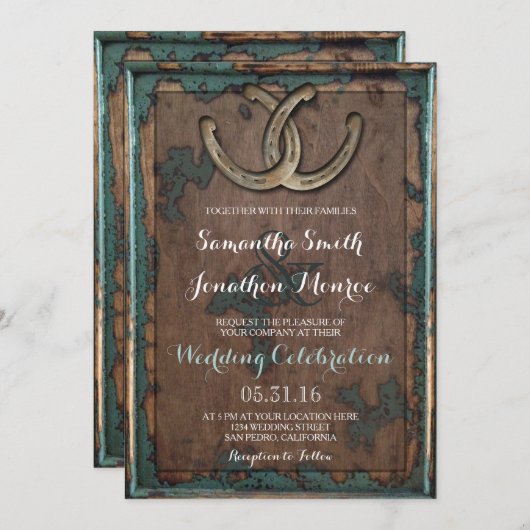 Rustiek Hoefijzer bruiloft uitnodiging (Voorkant / Achterkant)