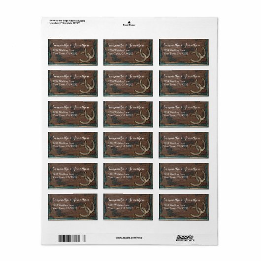 Rustiek Hoefijzer en Hout Etiket (Full Sheet)