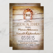 Rustiek hoefijzer Hout Repetitie Diner Uitnodiging (Voorkant / Achterkant)
