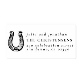 Rustiek Hoefijzer Trouwnamen & Retouradres Rubberstempel