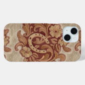 Rustiek hoefijzer western land bloemencowboy Case-Mate iPhone case (Achterkant (horizontaal))