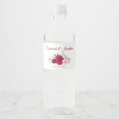 Rustiek Hot Roze Magenta & Blush Rozen bruiloft Waterfles Etiket (Voorkant)