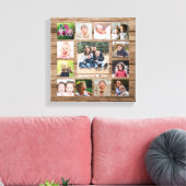 Rustiek hout 13 foto collage familienaam Keepsake Canvas Afdruk (Insitu (Woonkamer))