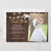 Rustiek hout 2 foto's winter bruiloft dank u bedankkaart (Voorkant)