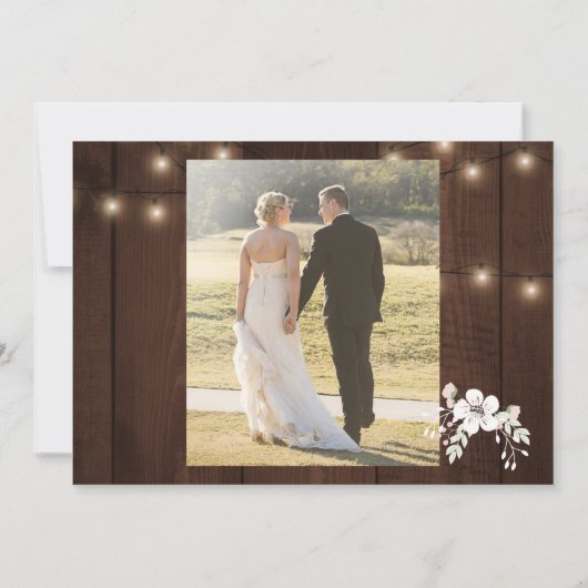 Rustiek hout 2 foto's winter bruiloft dank u bedankkaart (Achterkant)