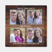 Rustiek hout 4 aangepaste foto's opslaan van de da magneet (Voorkant)