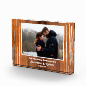 Rustiek Hout 5e Bruiloft Jubileum Paar Fotoblokken (Rechts)