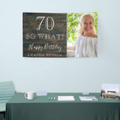 Rustiek Hout 70 So What 70th Birthday Foto Spandoek (Beurs)