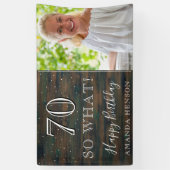 Rustiek Hout 70 So What 70th Birthday Foto Spandoek (Verticaal)