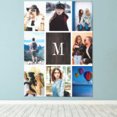 Rustiek Hout 8 Foto Collage Monogram Gepersonalise Canvas Afdruk (Insitu (Houten vloer))