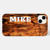 Rustiek Hout & Aangepaste Naam, Minimalistisch Case-Mate iPhone Case (Achterkant (horizontaal))
