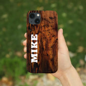 Rustiek  Hout & Aangepaste Naam, Minimalistisch Case-Mate iPhone Case