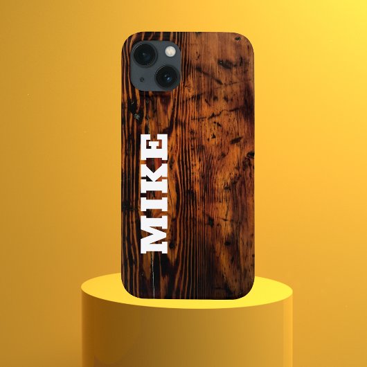 Rustiek  Hout & Aangepaste Naam, Minimalistisch Case-Mate iPhone Case