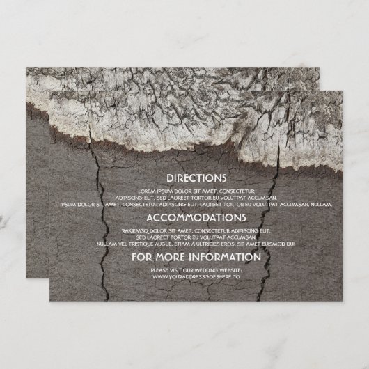 Rustiek Hout Berk Bast Tree Wedding Details Informatiekaartje (Voorkant / Achterkant)
