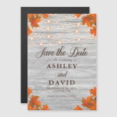 Rustiek Hout Bewaar de datum String Lights Bruilof Magnetische Uitnodiging (Voorkant / Achterkant)