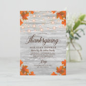 Rustiek hout bladeren String Lights Thanksgiving Kaart (Staand voorkant)