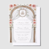 Rustiek Hout Bloemen Boog Islamitische Moslim Huwe Vellum Uitnodigingen (Offset)