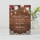 Rustiek Hout Bloemen Mason Jar Save the Date (Staand voorkant)