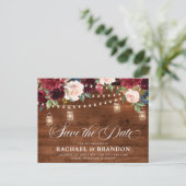 Rustiek Hout Bloemen Mason Jar Save the Date Briefkaart (Staand voorkant)