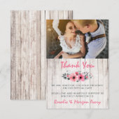 Rustiek Hout Bloemen Roos Land Bruiloft Dank u Bedankkaart (Voorkant / Achterkant)